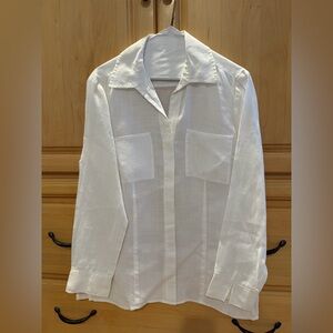 Toto N Ko Classic White Women’s Linen Shirt Blouse Small